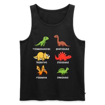 Dinosaure Dino Triceratops Tyrannosaurus Rex - Débardeur bio Premium Homme - noir - Devant - AI Model Male 178 light (178cm)