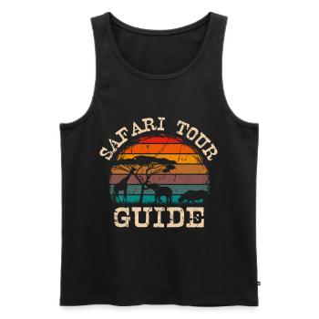 Vintage Safari Tour Guide Voyage de vacances en famille - Débardeur bio Premium Homme - noir - Devant - Michal (187cm)