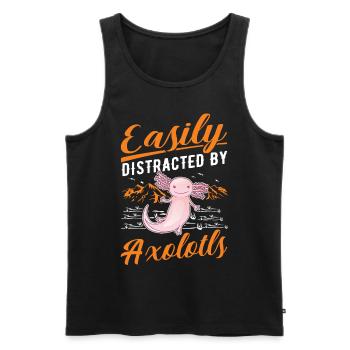 Easily distracted by Axolotls Tail Luch - Men's Premium Organic Tank Top - black - Front - Michal (187cm)