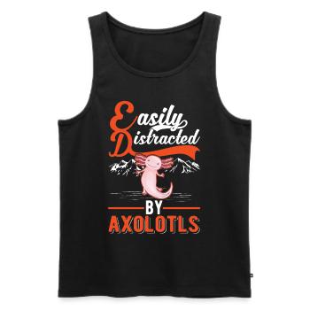 Easily distracted by Axolotls Tail Luch - Men's Premium Organic Tank Top - black - Front - Michal (187cm)