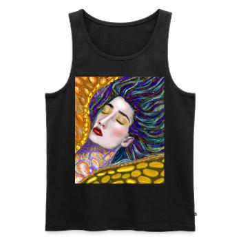 Mermaid Portrait Gustav Klimt Style - Men's Premium Organic Tank Top - black - Front - AI Model Male 178 light (178cm)
