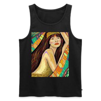 Mermaid Portrait Gustav Klimt Style - Men's Premium Organic Tank Top - black - Front - AI Model Male 178 light (178cm)