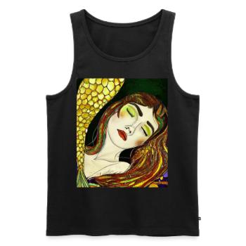 Mermaid Portrait Gustav Klimt Style - Men's Premium Organic Tank Top - black - Front - AI Model Male 178 light (178cm)