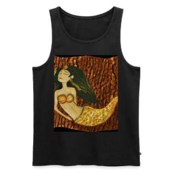 Mermaid Portrait Gustav Klimt Style - Men's Premium Organic Tank Top - black - Front - AI Model Male 178 light (178cm)