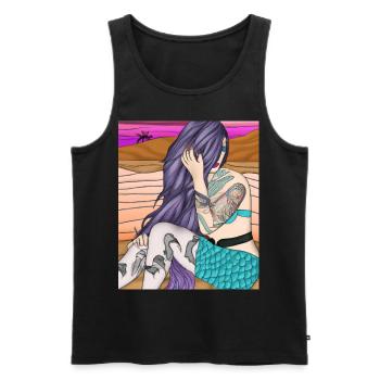 Mermaid Tattoo Retro Goth Girl Beach Mer - Débardeur bio Premium Homme - noir - Devant - Michal (187cm)