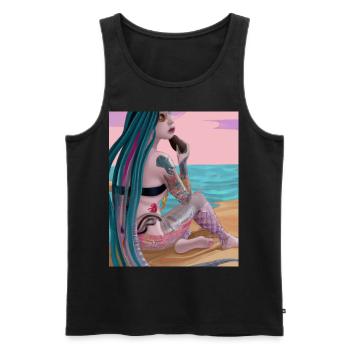 Mermaid Tattoo Retro Goth Girl Beach Mer - Débardeur bio Premium Homme - noir - Devant - Michal (187cm)