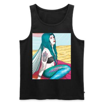 Mermaid Tattoo Retro Goth Girl Beach Mer - Débardeur bio Premium Homme - noir - Devant - Michal (187cm)