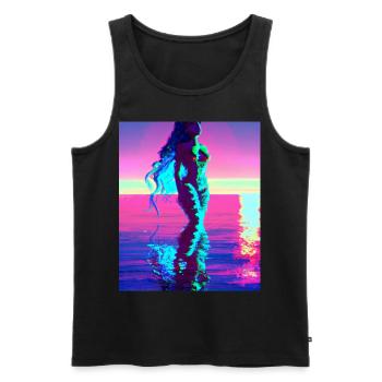 Mermaid Portrait 80s Retro - Men's Premium Organic Tank Top - black - Front - Michal (187cm)
