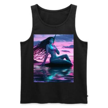 Mermaid Portrait 80s Retro - Men's Premium Organic Tank Top - black - Front - Michal (187cm)