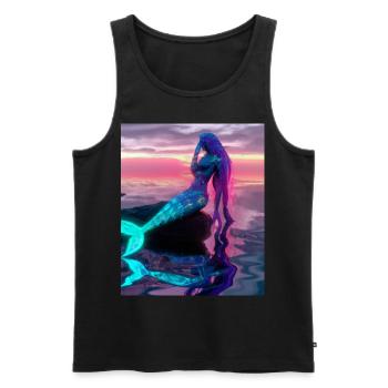 Mermaid Portrait 80s Retro - Men's Premium Organic Tank Top - black - Front - Michal (187cm)