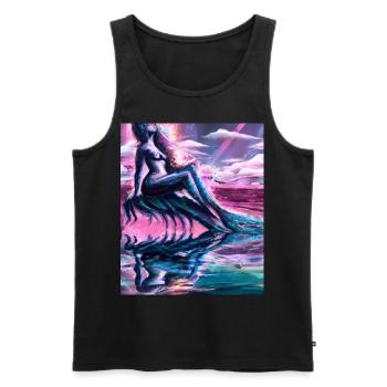 Mermaid Portrait 80s Retro - Men's Premium Organic Tank Top - black - Front - Michal (187cm)