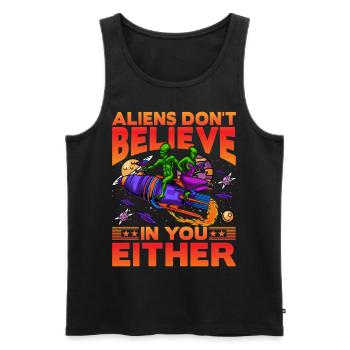 Aliens don't believe in you either - Männer Premium Bio Tank Top - Schwarz - Vorne - AI Model Male 178 light (178cm)