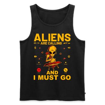 Aliens are calling and I must go - Men's Premium Organic Tank Top - black - Front - Michal (187cm)