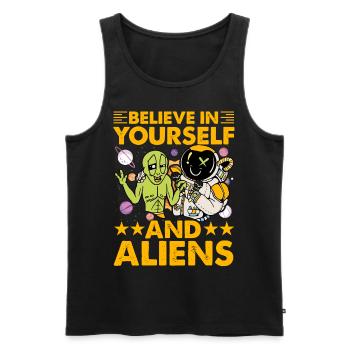 Believe in yourself and Aliens - Männer Premium Bio Tank Top - Schwarz - Vorne - AI Model Male 178 light (178cm)