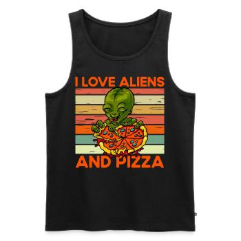 I love Aliens and Pizza - Männer Premium Bio Tank Top - Schwarz - Vorne - AI Model Male 178 light (178cm)