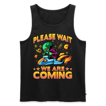 Please wait we are coming - Men's Premium Organic Tank Top - black - Front - Michal (187cm)