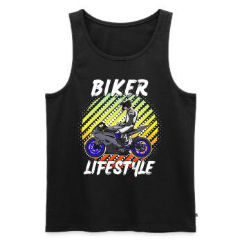 Moto Lifestyle / Moto / Motos motard - Débardeur bio Premium Homme - noir - Devant - Michal (187cm)