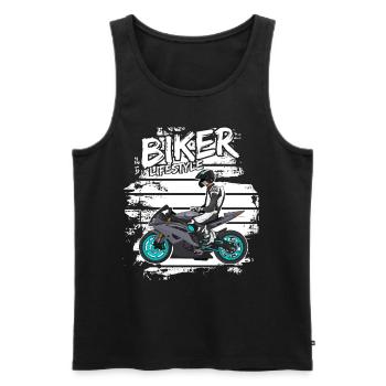 Moto Lifestyle / Moto / Moto motard - Débardeur bio Premium Homme - noir - Devant - Michal (187cm)