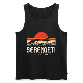 Safari Retro Serengeti Nationalpark Sonnenaufgang - Männer Premium Bio Tank Top - Schwarz - Vorne - Michal (187cm)