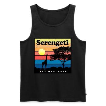 Safari Girafe Serengeti Afrique Parc National Tans - Débardeur bio Premium Homme - noir - Devant - Michal (187cm)