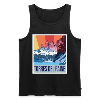 Parc national Torres del Paine bleu du Chili - Débardeur bio Premium Homme - noir - Devant - Michal (187cm)