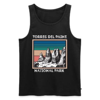 Parc national Torres del Paine, au Chili - Débardeur bio Premium Homme - noir - Devant - Michal (187cm)