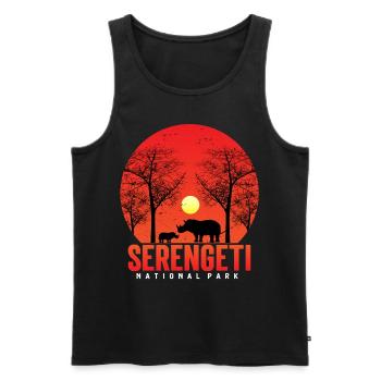 Safari animalier dans le parc national de Rhino Serengeti be - Débardeur bio Premium Homme - noir - Devant - Michal (187cm)