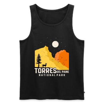 Chili : Parc national Torres del Paine avec glace bleue - Débardeur bio Premium Homme - noir - Devant - Michal (187cm)