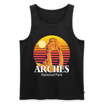 Nationalpark Arches in Utah mit Canyons Mountains - Männer Premium Bio Tank Top - Schwarz - Vorne - Michal (187cm)