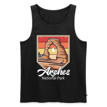 Arches National Park Souvenir Moab Utah Camping - Débardeur bio Premium Homme - noir - Devant - Michal (187cm)