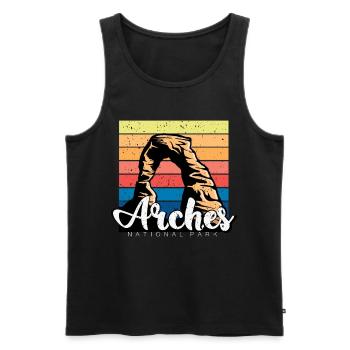 Arches Moab Canyon Utah Camping Wande National Park - Débardeur bio Premium Homme - noir - Devant - Michal (187cm)