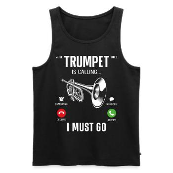 Trumpet Player Phone Display - Men's Premium Organic Tank Top - black - Front - AI Model Male 178 light (178cm)