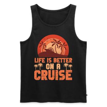 Croisière Vacances Rétro Life Est - Débardeur bio Premium Homme - noir - Devant - Michal (187cm)