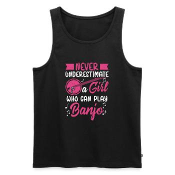 Mädchen, Das Banjo-musiker-gitarren-bluegrass - Männer Premium Bio Tank Top - Schwarz - Vorne - AI Model Male 178 light (178cm)