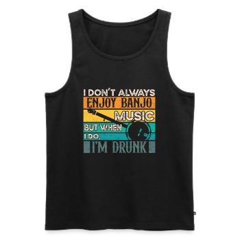 Banjo Drunk Beer Drinker Musicien Guitare - Débardeur bio Premium Homme - noir - Devant - AI Model Male 178 light (178cm)