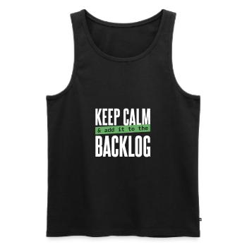 Programmierer - keep calm & add it to the backlog - Männer Premium Bio Tank Top - Schwarz - Vorne - Michal (187cm)