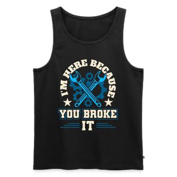 Garage Mechanic Craftsman - Men's Premium Organic Tank Top - black - Front - AI Model Male 178 light (178cm)