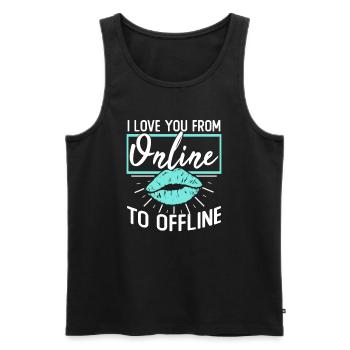 Long-distance couple engagement - Men's Premium Organic Tank Top - black - Front - AI Model Male 178 light (178cm)