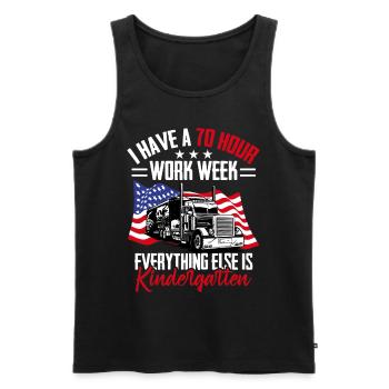 70 hours working week Patriotic Trucker - Men's Premium Organic Tank Top - black - Front - AI Model Male 178 light (178cm)