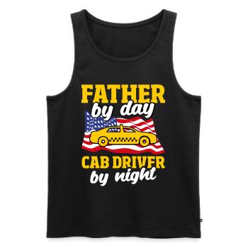 Chauffeur Père de jour Chauffeur de taxi de nuit Patrioti - Débardeur bio Premium Homme - noir - Devant - AI Model Male 178 light (178cm)