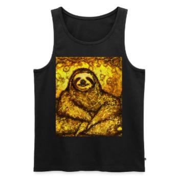 Faultier Portrait Lustig Gustav Klimt Style - Männer Premium Bio Tank Top - Schwarz - Vorne - AI Model Male 178 light (178cm)