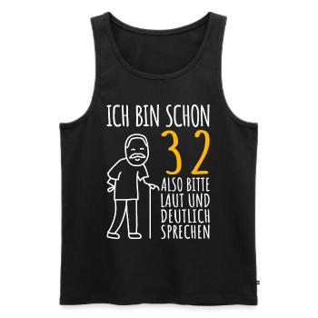 32 Geburtstag Mann Geschenk Lustig 32er 32 Jahre - Männer Premium Bio Tank Top - Schwarz - Vorne - Michal (187cm)