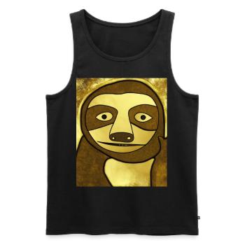 Sloth Portrait Funny Cubism Gustav Klimt - Men's Premium Organic Tank Top - black - Front - AI Model Male 178 light (178cm)