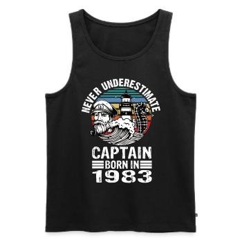 Never Underestimate Captain born in 1983 - Männer Premium Bio Tank Top - Schwarz - Vorne - Michal (187cm)
