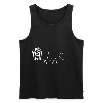 Popcorn Heartbeat Filmabend Kinoabend Reis Snack - Männer Premium Bio Tank Top - Schwarz - Vorne - Michal (187cm)