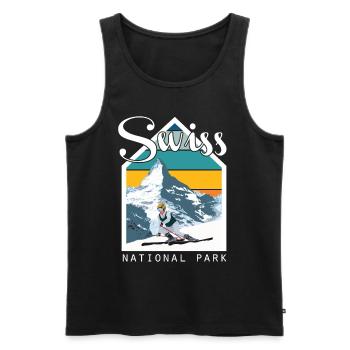 Schweizer Nationalpark Souvenir Schweiz Berge - Männer Premium Bio Tank Top - Schwarz - Vorne - AI Model Male 178 light (178cm)