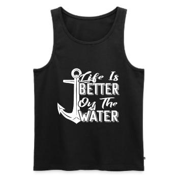Life is on the Water-Anchor-Proverb-Seek - Men's Premium Organic Tank Top - black - Front - Michal (187cm)