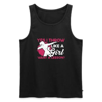 Ich Werfe Wie Ein Mädchen - Männer Premium Bio Tank Top - Schwarz - Vorne - Michal (187cm)
