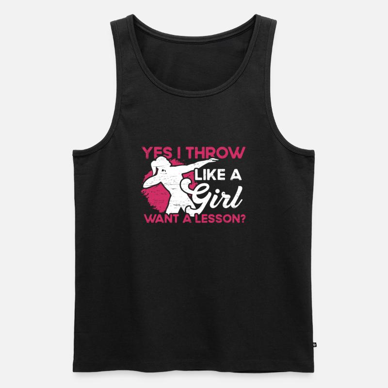Ich Werfe Wie Ein Mädchen - Männer Premium Bio Tank Top - Schwarz