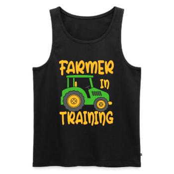 Agriculteur en formation Agriculture agricole Drôle d’agriculteur - Débardeur bio Premium Homme - noir - Devant - AI Model Male 178 light (178cm)